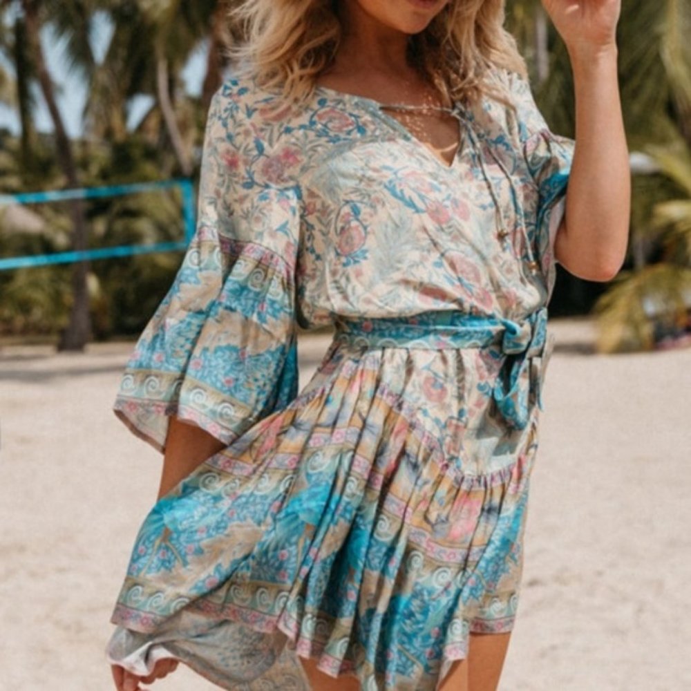 LAST ONE🌺Summer Floral Boho Mini Dress - Picture 3 of 14